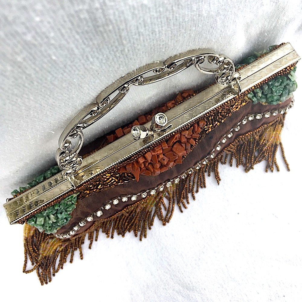 🔥NEW!🔥Filagree Top Handle Beaded Fringed Clutch - Picture 3 of 4